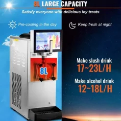 Slushmaskiner-Slushmaskin 8L / 2,1 Gal Enkel Skål Kommersiell Slushy Maskin Margarita Smoothie Frysta Drycker