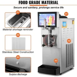 Slushmaskiner-Slushmaskin 8L / 2,1 Gal Enkel Skål Kommersiell Slushy Maskin Margarita Smoothie Frysta Drycker