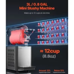 Slushmaskiner-Slushy Maskin 3L för Margarita, Smoothies, Frysta Drycker, catering, evenemang, effektiv och användarvänlig
