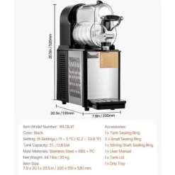 Slushmaskiner-Slushy Maskin 3L för Margarita, Smoothies, Frysta Drycker, catering, evenemang, effektiv och användarvänlig