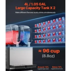 Slushmaskiner-Slushy Maskin 4Lx2, Margarita & Smoothie, Frysta Drycker, Perfekt för Fester, Hög Kvalitet, Enkel Användning, Snabb och Effektiv