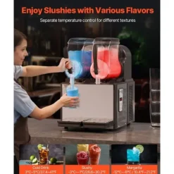 Slushmaskiner-Slushy Maskin 4Lx2, Margarita & Smoothie, Frysta Drycker, Perfekt för Fester, Hög Kvalitet, Enkel Användning, Snabb och Effektiv
