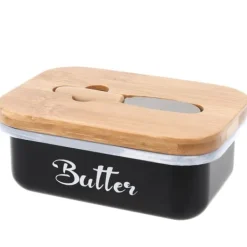 Smörform i stål med smörkniv, svart och vit, BRUNBESTE BB-2671-DE