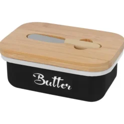 Smörform i stål med smörkniv, svart och vit, BRUNBESTE BB-2671-DE