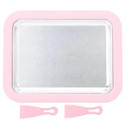 Snabbglassmaskin Pan Roll Frozen Yoghurt Sorbet Gelato Familjekul Hälsosam hemlagad DIY-glass Liten aluminiumlegeringspanel Rosa