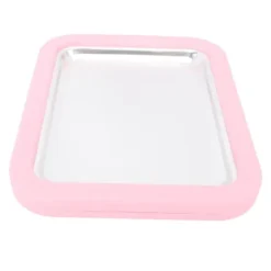 Snabbglassmaskin Pan Roll Frozen Yoghurt Sorbet Gelato Familjekul Hälsosam hemlagad DIY-glass Liten aluminiumlegeringspanel Rosa