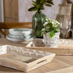 Snacksbricka 45,5 x 30,5 x 5,5 cm Vit Mangoträ (2 antal)