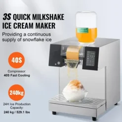 Snöflingaismaskin 529 LBS/24H, rostfritt stål, hög kapacitet, effektiv utrustning för glass och kalla drycker