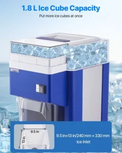 Snökonmaskin - Elektrisk Iskross - Kommersiell - 1,8 L Kapacitet - 300 W Motor - Rostfria Stålblad - Fin och Fluffig Is - För Hem och Restaurang - Blå | CDON