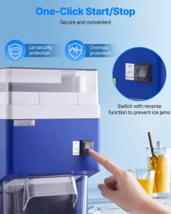 Snökonmaskin - Elektrisk Iskross - Kommersiell - 1,8 L Kapacitet - 300 W Motor - Rostfria Stålblad - Fin och Fluffig Is - För Hem och Restaurang - Blå | CDON