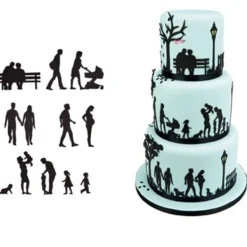 Kakformar-Sockerpastaskärare FAMILJ SILHUETT RODZINA formar