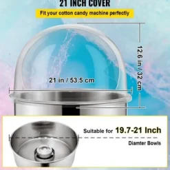 Sockervaddsmaskin Kuppelöverdrag, 52 cm, Transparent, Akryl
