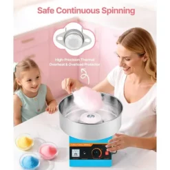 Sockervaddsmaskin 1000W, Kommersiell Elektrisk, Robust och Blå Design