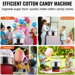 Sockervaddsmaskin, 1000W, 51.8x51.8x41.5 cm, Röd, Skål i rostfritt stål