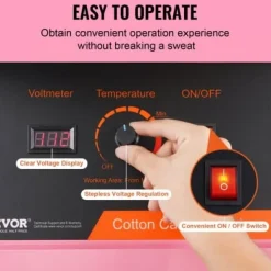 Maskiner För Spunnet Socker-Sockervaddsmaskin, 1000W, 51.8x51.8x41.5 cm, Rosa, Rostfritt stål