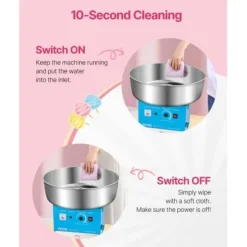 Sockervaddsmaskin, 52x52x44,7 cm, Blå, Rostfritt stål