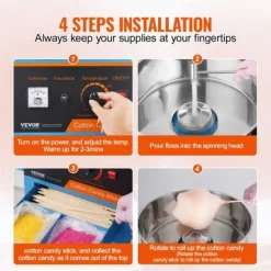 Sockervaddsmaskin, 518x820x1000 mm, Blå, Rostfritt stål