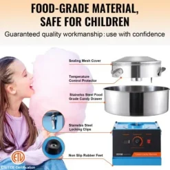 Sockervaddsmaskin, 518x518x415 mm, Blå, Rostfritt stål