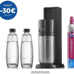 Sodastream Kolsyremaskin-läsk- och kolsyrat vattenmaskin - DUO Black - 2 glaskaraffer - 1 60L gaspåfyllning