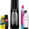 Sodastream Terra Black Saturator + CO2-patron rosa 2 flaskor Fuse 1l sirap (Pepsi, Lipton) Svart