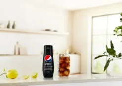 Sodastream Terra Black Saturator + CO2-patron rosa 2 flaskor Fuse 1l sirap (Pepsi, Lipton) Svart
