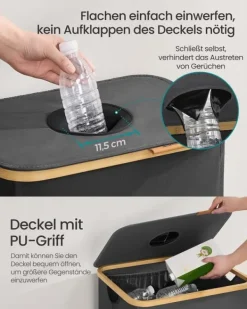 Tvättutrustning-SONGMICS insamlingsbehållare för pantflaskor 135 L skiffergrå-naturbeige