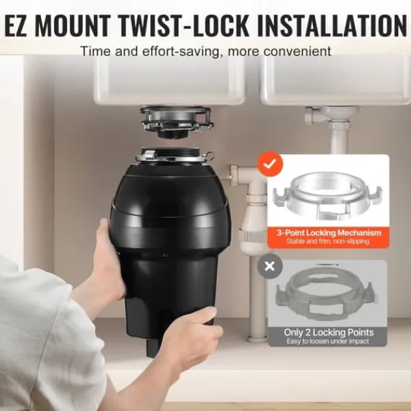 Avfallskvarnar-Sophantagning 1,25 hk, kontinuerlig matavfallshantering, 4060 RPM, EZ Connect, effektiv avfallshantering, hållbar design