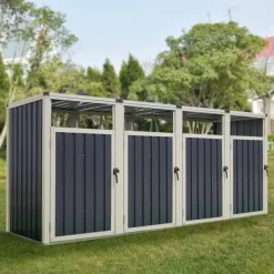 Soptunnor & Papperskorgar-Sopkärlsskjul Tarbek avfallsskjul soptunneskydd plats för 4 sopkärlar 121x292x82 cm antracit [pro.tec]