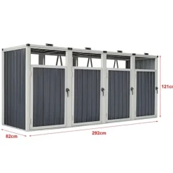 Soptunnor & Papperskorgar-Sopkärlsskjul Tarbek avfallsskjul soptunneskydd plats för 4 sopkärlar 121x292x82 cm antracit [pro.tec]