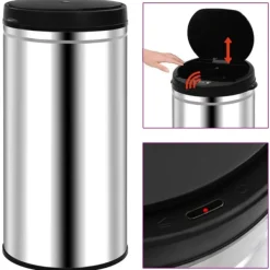 vidaXL Soptunna med automatisk sensor 70 L rostfritt stål