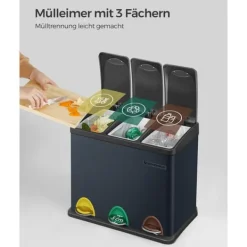 Källsorteringskärl-Soptunna, 47x28.3x39.5 cm, grön-grå
