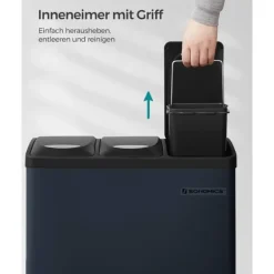 Källsorteringskärl-Soptunna, 47x28.3x39.5 cm, grön-grå