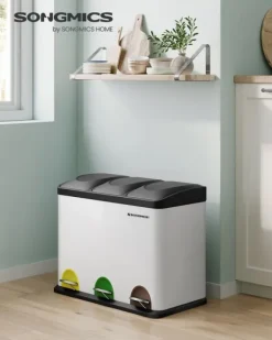 Källsorteringskärl-Soptunna, 60.5x31.5x48.5 cm, Vit