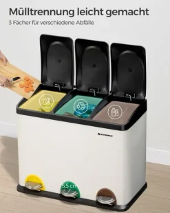 Källsorteringskärl-Soptunna, 60.5x31.5x48.5 cm, Vit