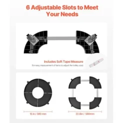 Tillbehör Till Avfallshantering-Soptunnedolly, 38x38x11 cm, Svart, Justerbar rullvagn