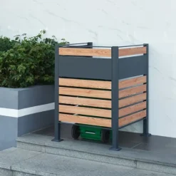 [en.casa] Soptunnesskydd Uusikaupunki 120x91x91 cm trämönster