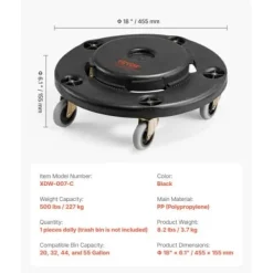 Tillbehör Till Avfallshantering-Soptunne-vagn, 45,5x15,5 cm, Svart, Extra robust