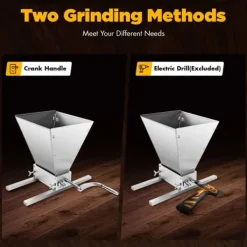 Spannmålskvarn - Valkvarn - Rostfritt Stål, Justerbart Valsavstånd, Borstlös Motor, EU-kontakt, För Korn/Vete - Silver