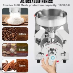Spannmålskvarn 3000W, kraftfull spannmålsslipmaskin för livsmedelsbearbetning, effektiv för hem och kommersiellt bruk
