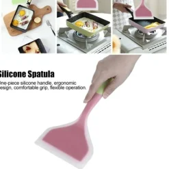 Spatel i silikon - Non-stick bred vändare för tårta, biff, pizza - grön