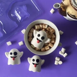 Kakformar-Spökformad 3D Chokladform - 3-delad Silikonform för Halloween Pralinform