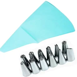 Spritspåse med 12-pack Tyllar för Bakning och Dekoration Blå