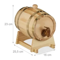 Spritudispenser, Träfat, 23x16x25,5 cm, Natur