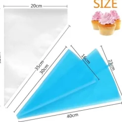 Spritspåsar-Spritzpåsar - Nifogo - 100 Engångspåsar - 2 Silikonpåsar - Livsmedelsplast