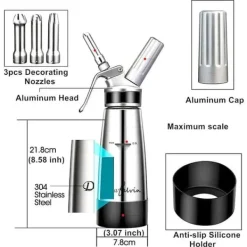 Spritspåsar-Sprutpås med visp - Rostfritt stål - 0,5L - Avtagbar - Professionell - Kökstillbehör