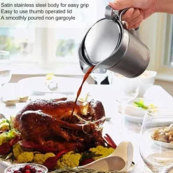 Såsskål med lock, 750 ml dubbelväggig såsskål, dubbelväggig isolerad såsskål i rostfritt stål, kastrull med lock för såser, gräddsåser, salladsdressin | CDON