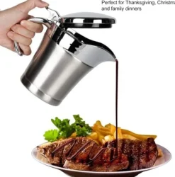 Såsskål med lock, 750 ml dubbelväggig såsskål, dubbelväggig isolerad såsskål i rostfritt stål, kastrull med lock för såser, gräddsåser, salladsdressin | CDON