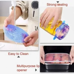 Skållock-12st Couvercles Extensibles i Silikon Återanvändbara Matlock för Kopp Skål, i Kylskåp för Mikrovågsugn A200