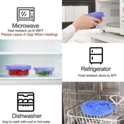 Skållock-12st Couvercles Extensibles i Silikon Återanvändbara Matlock för Kopp Skål, i Kylskåp för Mikrovågsugn A200