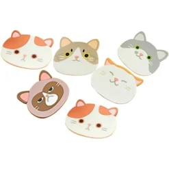 Glasunderlägg-Söt katt silikongummiunderlägg set för dryckesglas - 6 st